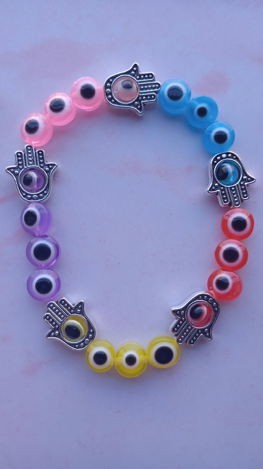 Rainbow Eye Beaded Bracelet