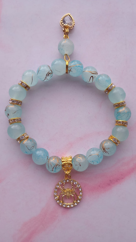 Blue Spider Charm Bracelet